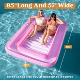 Inflatable Tanning Pool Lounger Float, 85" x 57", White Pink-XL